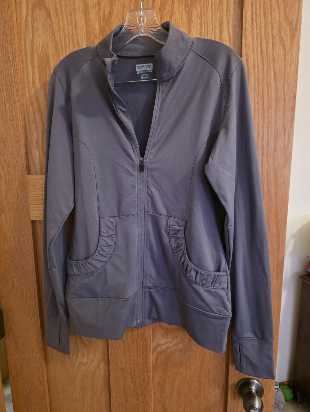 Augusta Sportswear Women’s Full Zip Jacket Thumbholes Ruched Pockets Medium